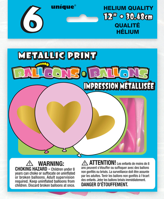 6 Balloons Helium Quality Impression Metallisee