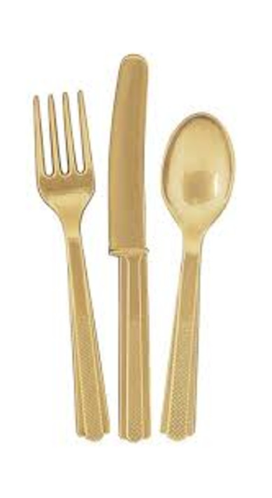 18ct Gold Plastic Cutlery (Sets of 6)