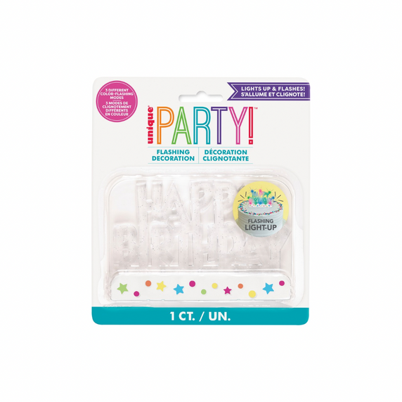Birthday party cake topper with lights