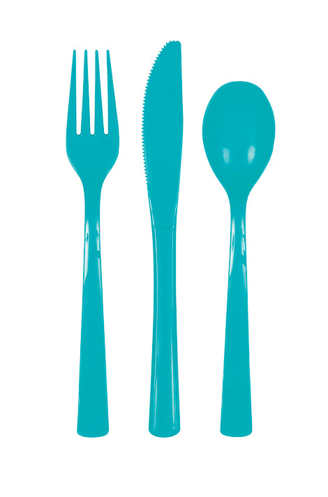 18ct Plastic Cutlery Caribbean Teal (Set of 6)