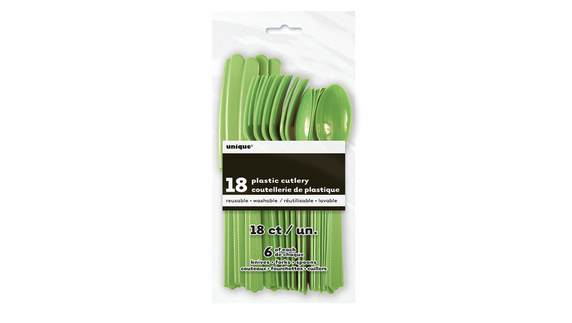 Lime Green Plastic Cutlety Set
