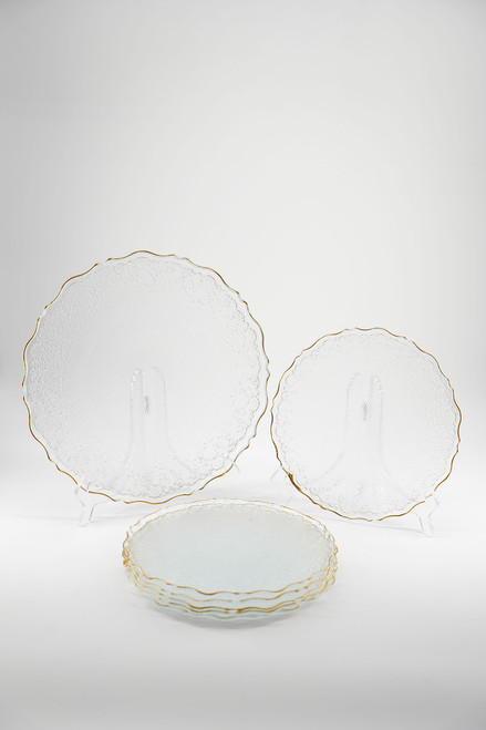 Ensemble d'assiettes 7 pièces en verre  Gold Rim (GC- GOBLEN)