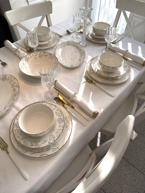 Ensemble de vaisselle de  21 pièces en Porcelaine fine_ Gold Fine Blossom