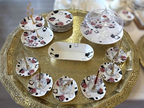 Ensemble de vaisselle_service à thé_ 27 pièces 6 personnes _  ROSA ÉLÉGANCE