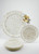 Ensemble d'assiettes  7 pièces en verre -  Blanc Or fly
