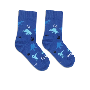 Barefoot Socks Crew Kids Dino Royale Blue