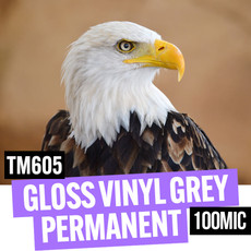 Gloss vinyl, grey permanent B1 self-adhesive 100mic 30" x 50 meter roll