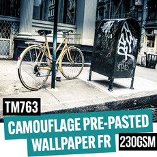 Camouflage pre-pasted opaque wallpaper 230gsm 42" x 50 meter roll