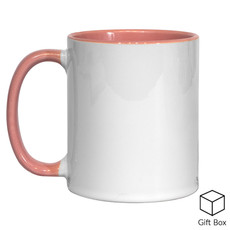 Dye sublimation mug, 11oz white & pink, H:9.5 cm, D:8 cm
