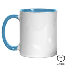 Dye sublimation mug, 11oz white & light blue, H:9.5 cm, D:8 cm