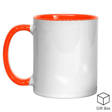 Dye sublimation mug, 11oz white & orange, H:9.5 cm, D:8 cm