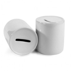 Dye sublimation blank gloss white round ceramic money box with rubber stopper