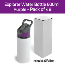 Explorer Water Bottle 600ml - Purple and Gift Box - Pack of 48
