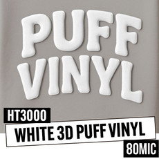 White 3D Puff PU Heat Transfer Vinyl 500mm x 25m