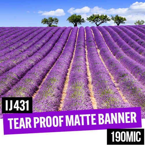 Tear proof low-cost PVC free matte banner 190 microns, 36 inches (914 mm) wide x 30m long.