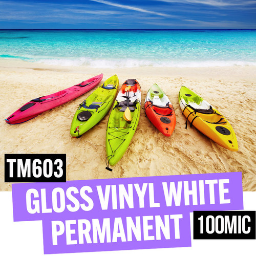 Gloss white permanent B1 self-adhesive vinyl 100mic 63" x 50 meter roll