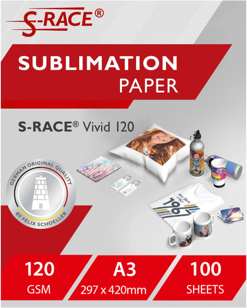 S-RACE Vivid 100 dye sublimation sheets 120gsm A3