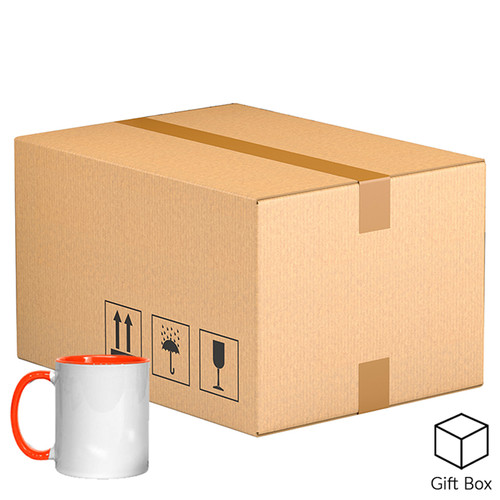 Dye sublimation mugs, 36 11oz white & orange, H:9.5 cm, D:8 cm