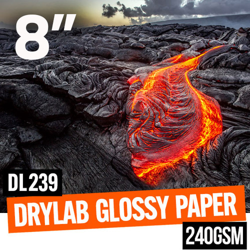 DryLab glossy true multi-layer photo paper 240gsm 8" x 65 meter roll