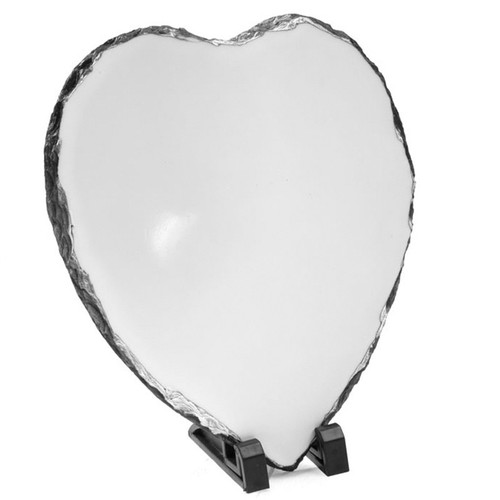 Heart shape dye sublimation printing blank, matte white coated natural black photo slate 14 cm x 14 cm.