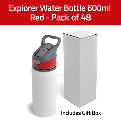 Explorer Water Bottle 600ml - Red and Gift Box - Pack of 48