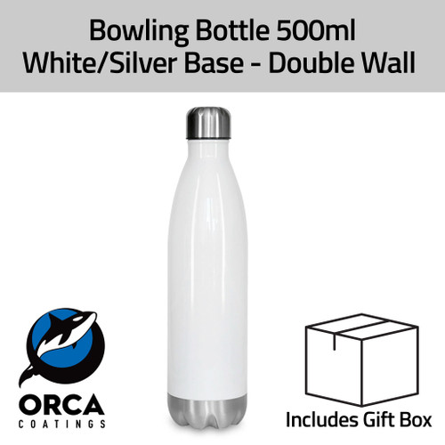 Bowling Bottle 500ml White/Silver Base - Double Walled - Pack of 36