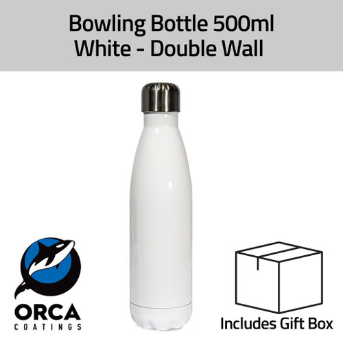Bowling Bottle 500ml White/White Base - Double Walled - Pack of 1