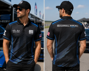 Carroll Shelby Racing Sublimated Black and Blue Polo