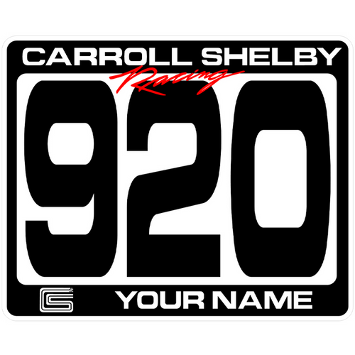 Carroll Shelby Racing Track Day Number Decal