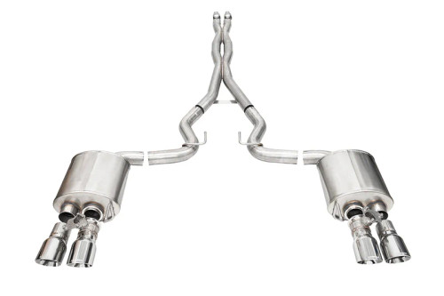 Corsa 24+ Ford Mustang V8 5.0L 3in Cat-Back Exhaust System w/ Twin 4in Polished Pro-Series Tips - 21259