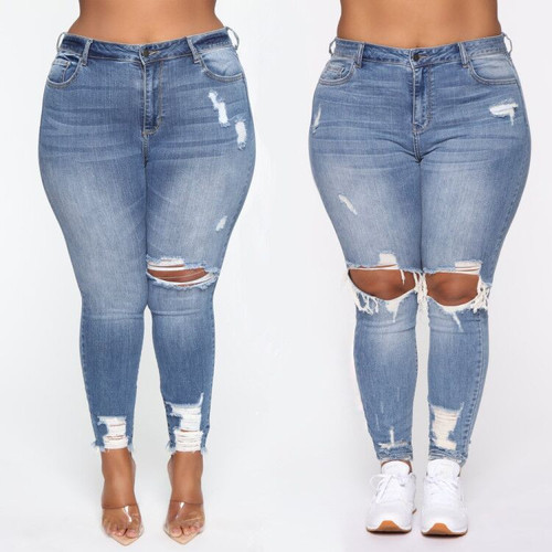 Stretch Ripped Bombshell Women Skinny Jeans.