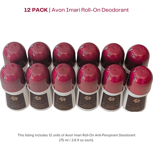 Avon Imari Roll-On Antiperspirant Deodorant - Twelve Pack Value Bundles - 2.6 fl. oz. Unisex Long-Lasting Protection