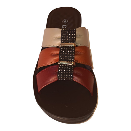 G.N.D Cream Orange Crimson Vibrant Wedge Slippers for Women's