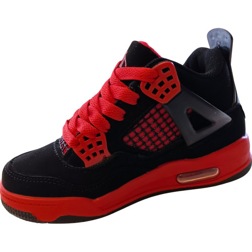 Little Boys' Bold Black & Red Suede Athletic Sneakers