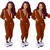 Women's Casual Two Piece Outfit Tracksuits Long Sleeves Drawstring Hooded Top Ladies Matching Legging Pants.