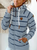 Women Long Sleeve Pile Neck Drawstring Hoodie Sweater Stripes Autumn Winter Pockets Ladies Stylish Sweatshirt
