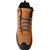 Close-up of the tan boot material texture and the sturdy speed-hook lacing system.