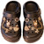Black Royal Umbrella Charm Clog – Classic black clogs paired with a brilliant rhinestone umbrella and metallic accents.