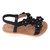 Dressy Black Gemstone Flower Open-Toe Walking Sandal for Girls