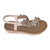 Classic white thong sandals featuring elegant jewel-trimmed enamel petals.
