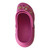 Bold hot pink platform slide slippers with a secure convertible heel strap and luxury shoe jewelry