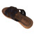 Stylish jet-black flat slides with an elegant floral cutout upper, classic contrast perimeter stitching, and an easy slip-on silhouette.