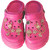 Pink Royal Umbrella Charm Clog – Vibrant rose pink clogs with a high-shine umbrella charm and golden hardware.