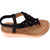 Girls Cushioned Floral T-Strap Slippers Black
