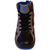 Padded ankle view of the Black Grey Blue retro sneaker, emphasizing support.