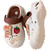 Infant comfortable pool slides in cream white and chocolate brown, finished with an adorable love-themed graphic design.