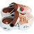 Classic white kids summer clogs styled with an espresso brown supportive heel strap and whimsical 3D fruit badges.