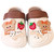 Toddler lightweight beach slippers in clean ivory white with earth-brown accents and cute blushing teddy bear charms.