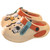 Easy-to-clean beige clogs featuring a secure fit strap and vibrant space-themed charm variations.