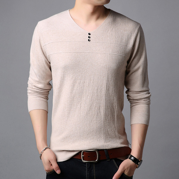 Men V-Neck Long Sleeve Tunic Button T-Shirt Camel.